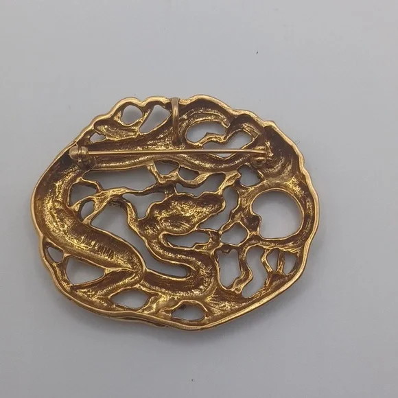 Museum of Modern Art Gold Plated Dragon Brooch/Pendant - Picture 4 of 5